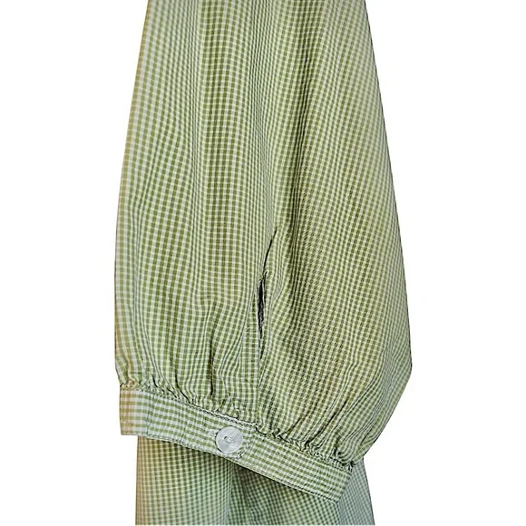 Avenue The Pleat Shirt Apple Green White Gingham Button Front 3/4 Sleeve 18/20 - Picture 9 of 14